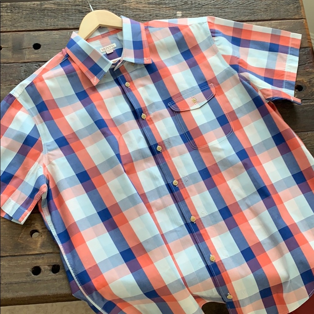 Merona Plaid Multi-Colored Short Sleeve Shirt